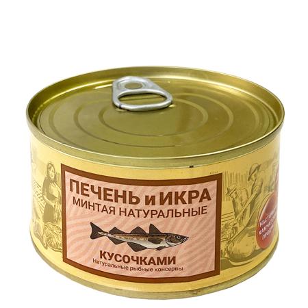 Печень и Икра минтая кусочками, 185 г