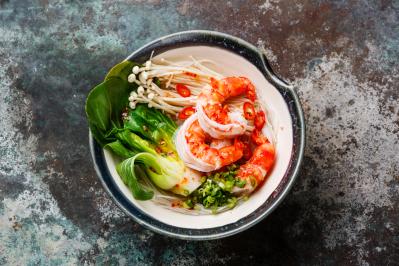 Пак чой с креветками 