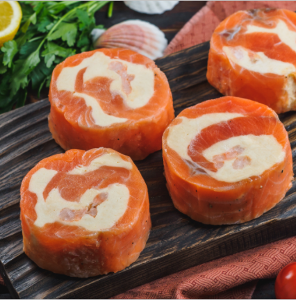Рулеты из семги с сыром и креветками ~400гр., 1000 г